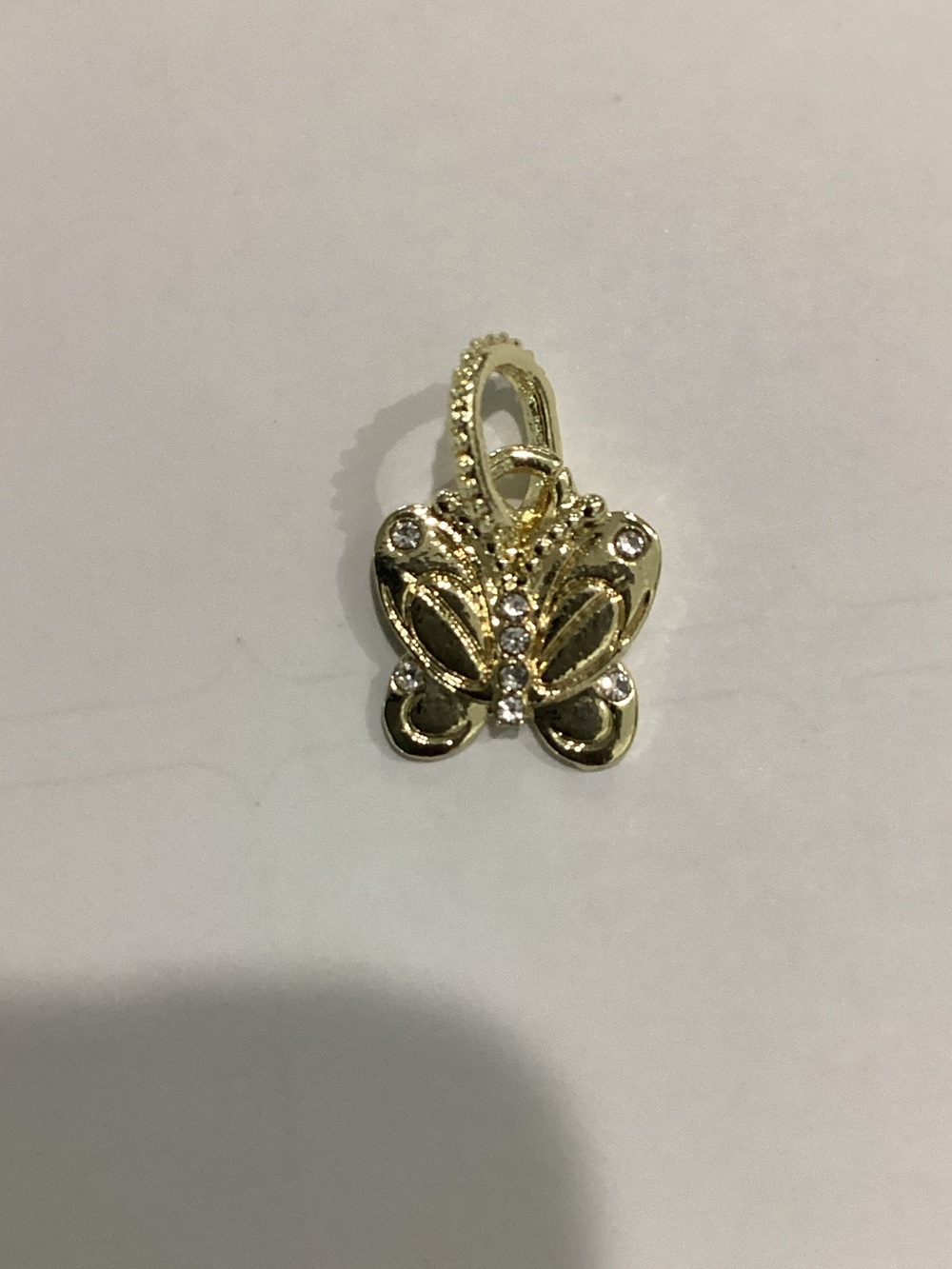 Gold Butterfly Pendant Charm‎ with Crystal Accents